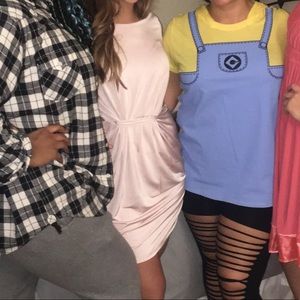 Pink long sleeve side cut out dress